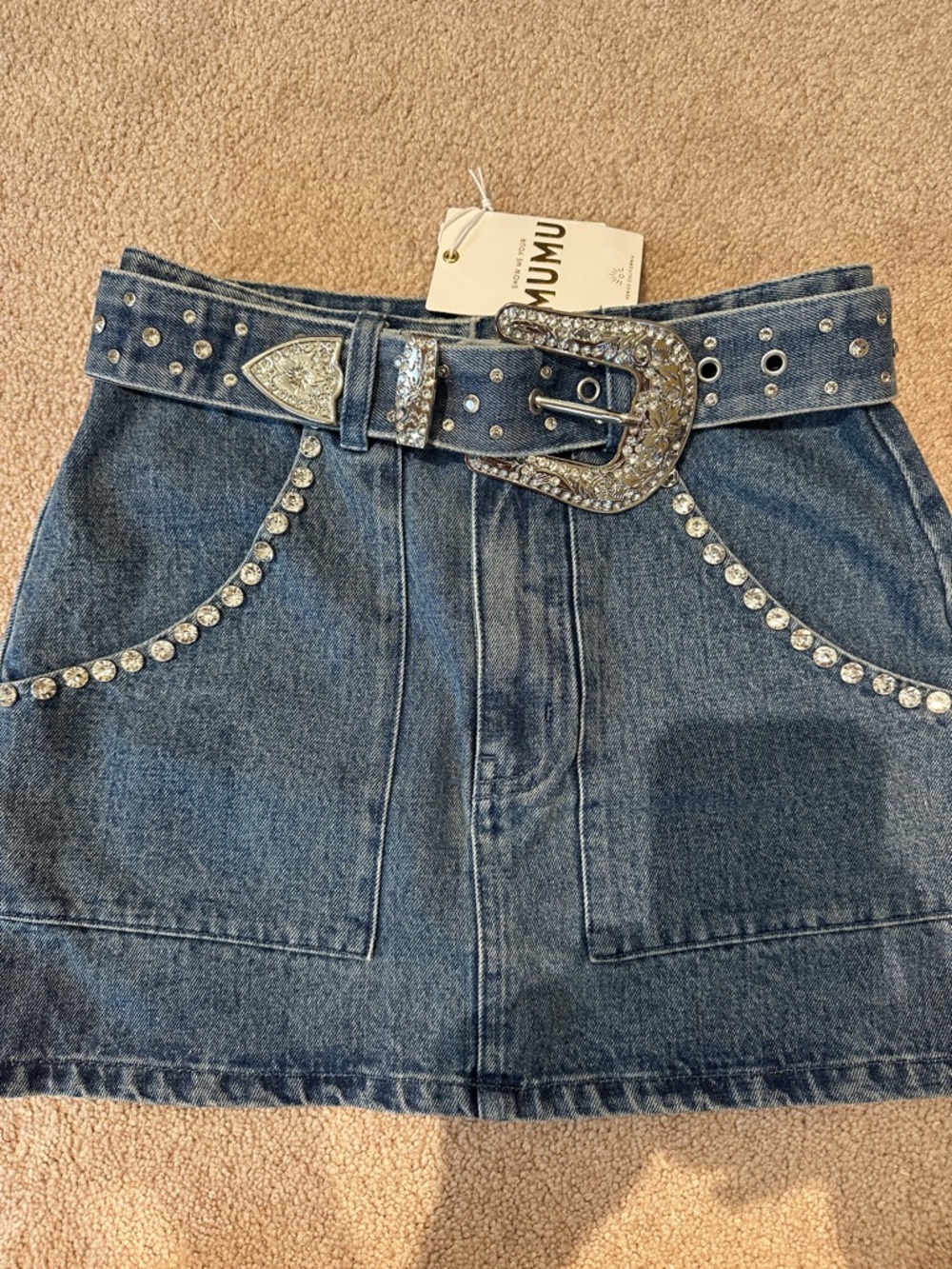 Show Me Your Mumu Studded Denim Bustier & Skirt Set - Blue - Picture 5 of 8